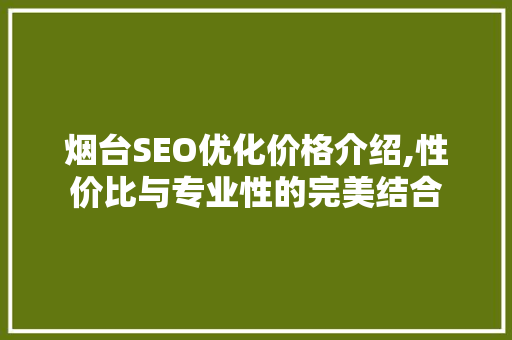 烟台SEO优化价格介绍,性价比与专业性的完美结合