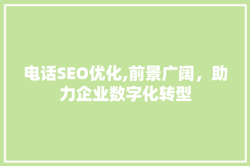 电话SEO优化,前景广阔，助力企业数字化转型  第1张