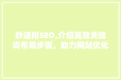 秒速排SEO,介绍高效关键词布局步骤，助力网站优化