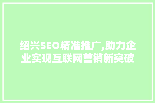 绍兴SEO精准推广,助力企业实现互联网营销新突破