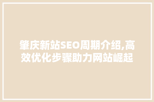肇庆新站SEO周期介绍,高效优化步骤助力网站崛起
