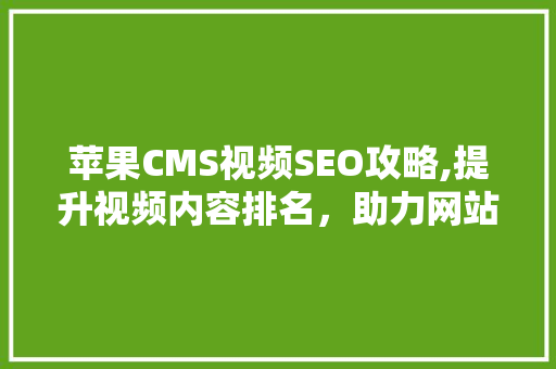 苹果CMS视频SEO攻略,提升视频内容排名，助力网站流量增长