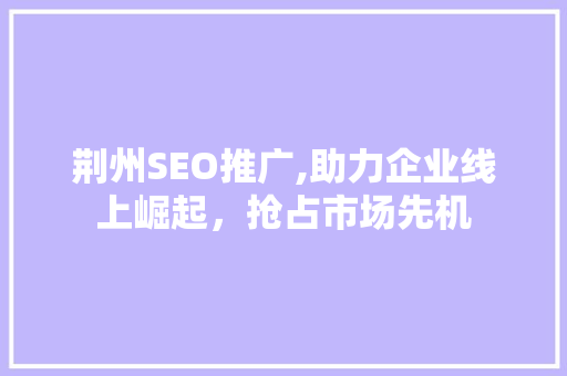 荆州SEO推广,助力企业线上崛起，抢占市场先机