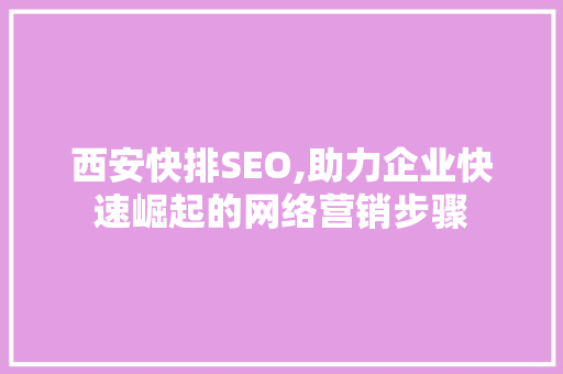 西安快排SEO,助力企业快速崛起的网络营销步骤