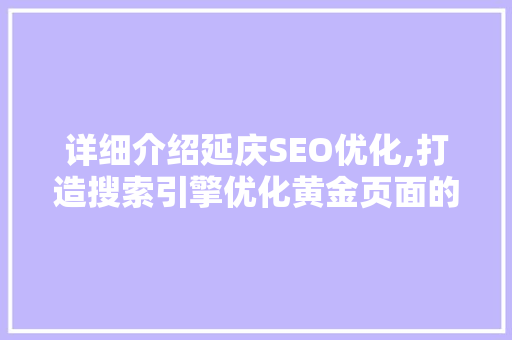 详细介绍延庆SEO优化,打造搜索引擎优化黄金页面的方法