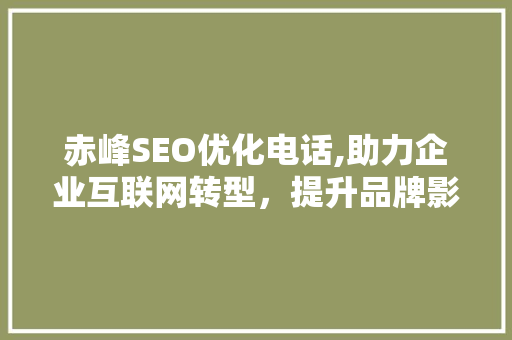 赤峰SEO优化电话,助力企业互联网转型，提升品牌影响力  第1张