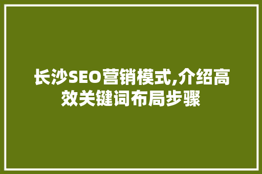长沙SEO营销模式,介绍高效关键词布局步骤  第1张