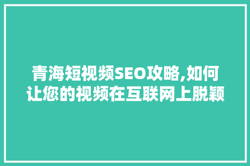 青海短视频SEO攻略,如何让您的视频在互联网上脱颖而出  第1张