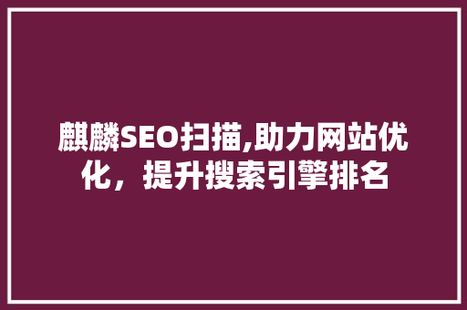 麒麟SEO扫描,助力网站优化，提升搜索引擎排名  第1张