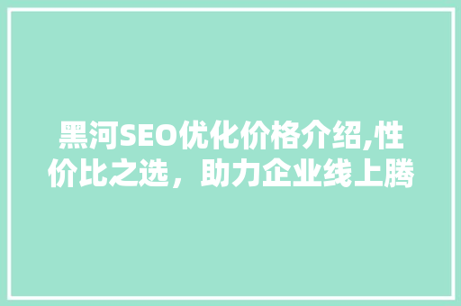 黑河SEO优化价格介绍,性价比之选，助力企业线上腾飞  第1张