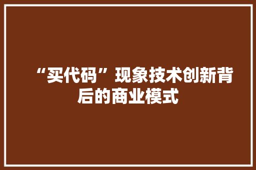 “买代码”现象技术创新背后的商业模式  第1张