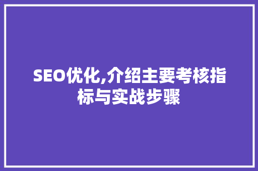 SEO优化,介绍主要考核指标与实战步骤