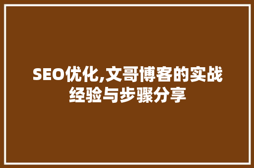 SEO优化,文哥博客的实战经验与步骤分享