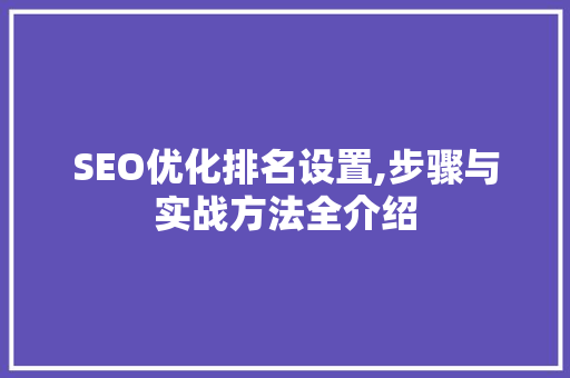 SEO优化排名设置,步骤与实战方法全介绍