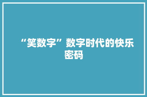 “笑数字”数字时代的快乐密码