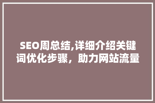 SEO周总结,详细介绍关键词优化步骤，助力网站流量提升