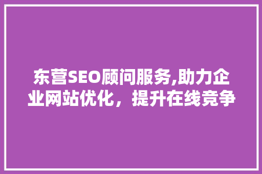 东营SEO顾问服务,助力企业网站优化，提升在线竞争力