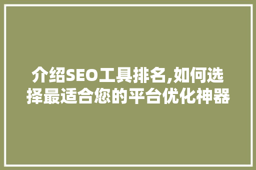 介绍SEO工具排名,如何选择最适合您的平台优化神器