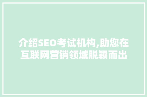 介绍SEO考试机构,助您在互联网营销领域脱颖而出