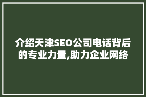 介绍天津SEO公司电话背后的专业力量,助力企业网络营销新篇章
