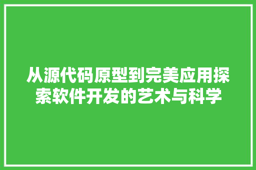 从源代码原型到完美应用探索软件开发的艺术与科学