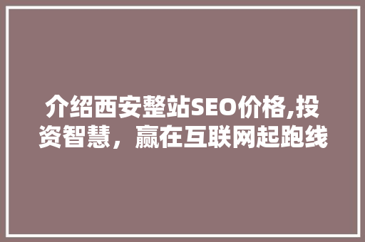 介绍西安整站SEO价格,投资智慧，赢在互联网起跑线