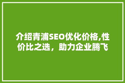 介绍青浦SEO优化价格,性价比之选，助力企业腾飞