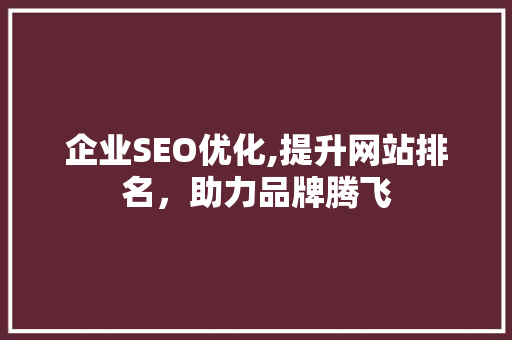 企业SEO优化,提升网站排名，助力品牌腾飞