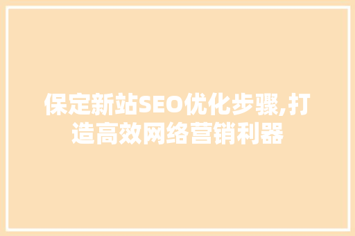 保定新站SEO优化步骤,打造高效网络营销利器