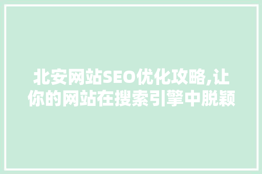北安网站SEO优化攻略,让你的网站在搜索引擎中脱颖而出