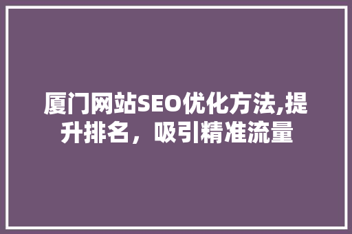 厦门网站SEO优化方法,提升排名，吸引精准流量  第1张