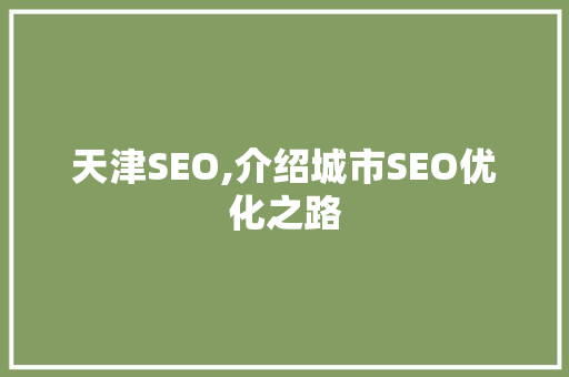 天津SEO,介绍城市SEO优化之路