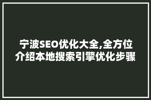宁波SEO优化大全,全方位介绍本地搜索引擎优化步骤