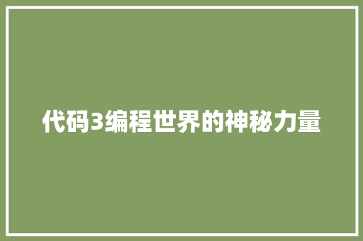 代码3编程世界的神秘力量