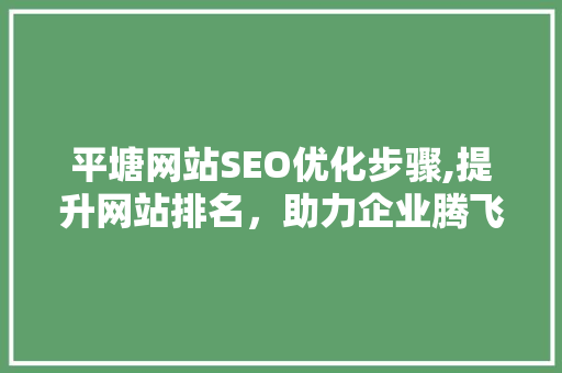 平塘网站SEO优化步骤,提升网站排名，助力企业腾飞