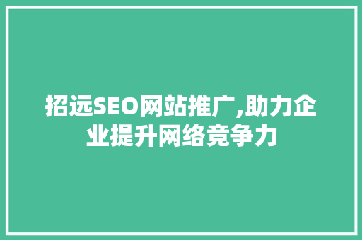 招远SEO网站推广,助力企业提升网络竞争力