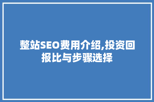 整站SEO费用介绍,投资回报比与步骤选择