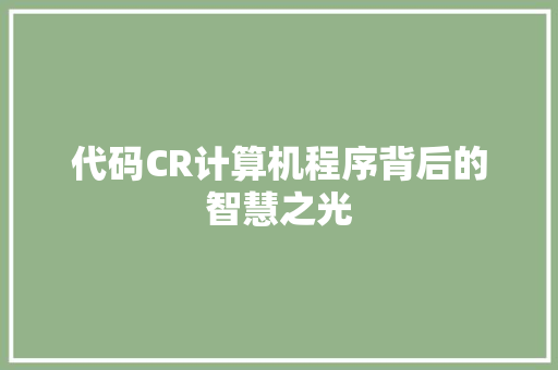 代码CR计算机程序背后的智慧之光