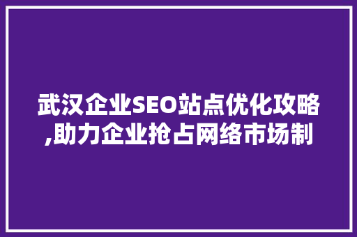 武汉企业SEO站点优化攻略,助力企业抢占网络市场制高点