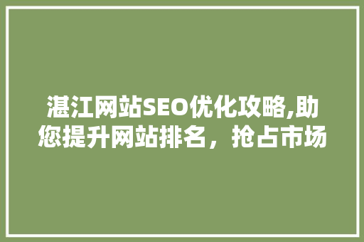 湛江网站SEO优化攻略,助您提升网站排名，抢占市场先机