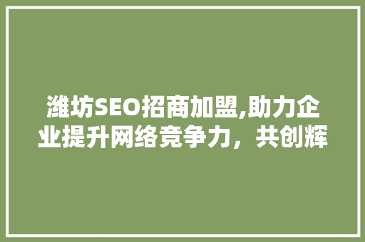 潍坊SEO招商加盟,助力企业提升网络竞争力，共创辉煌未来