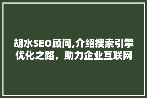 胡水SEO顾问,介绍搜索引擎优化之路，助力企业互联网营销