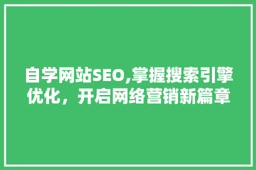 自学网站SEO,掌握搜索引擎优化，开启网络营销新篇章