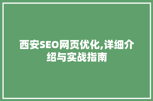 西安SEO网页优化,详细介绍与实战指南