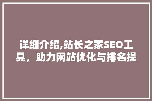 详细介绍,站长之家SEO工具，助力网站优化与排名提升