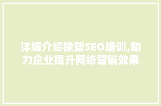 详细介绍橡塑SEO培训,助力企业提升网络营销效果