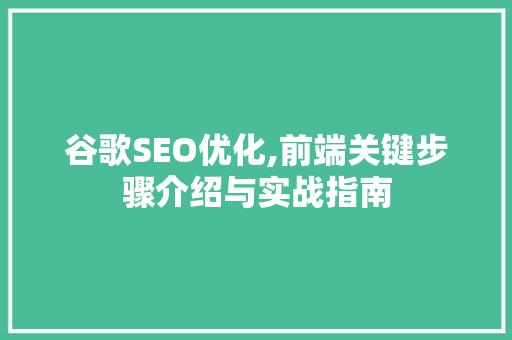 谷歌SEO优化,前端关键步骤介绍与实战指南