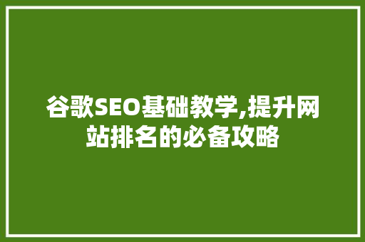 谷歌SEO基础教学,提升网站排名的必备攻略  第1张