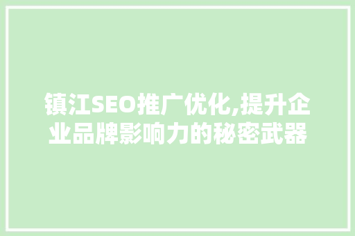 镇江SEO推广优化,提升企业品牌影响力的秘密武器