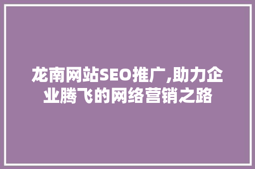 龙南网站SEO推广,助力企业腾飞的网络营销之路